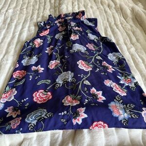 LOFT Floral Sleeveless Blouse - Blue and Pink